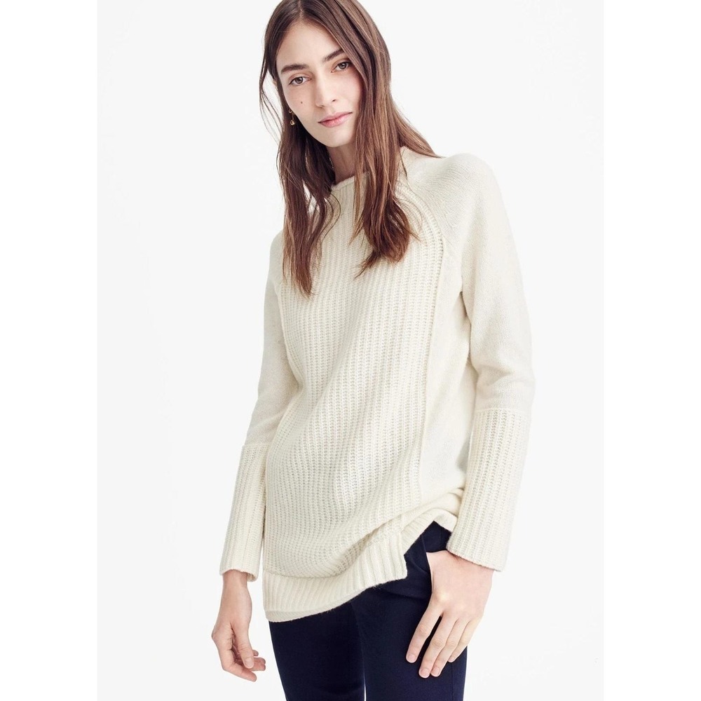 J Crew 100% Wool Mockneck Rollneck Rollneck Fisherman Chunky Knit Tunic Sweater